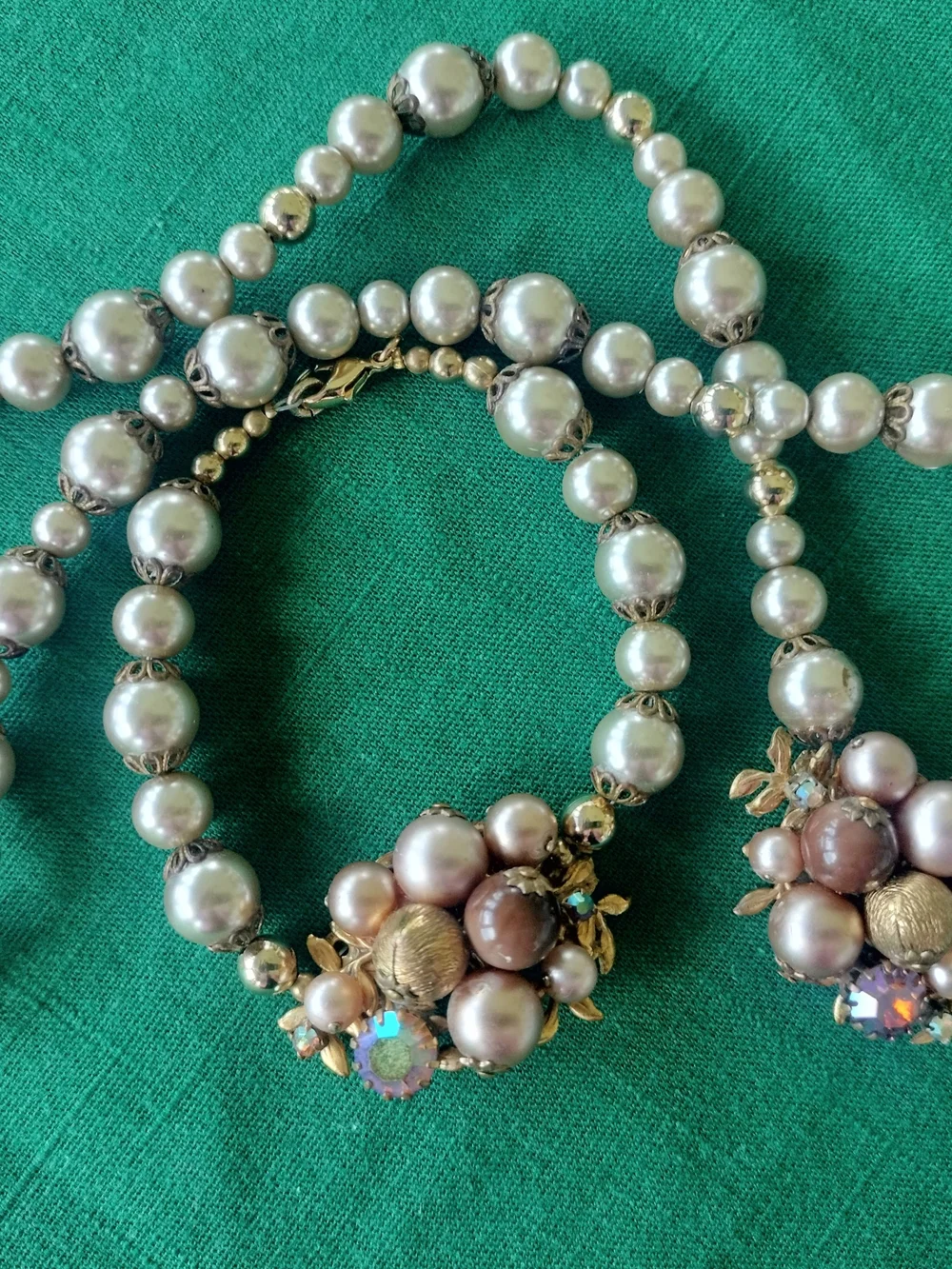 Pearl Cluster Statement Necklace 18 Bracelet 7